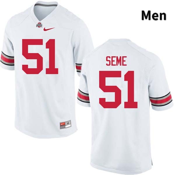 Ohio State Buckeyes Nick Seme Men's #51 White Authentic Stitched College Football Jersey